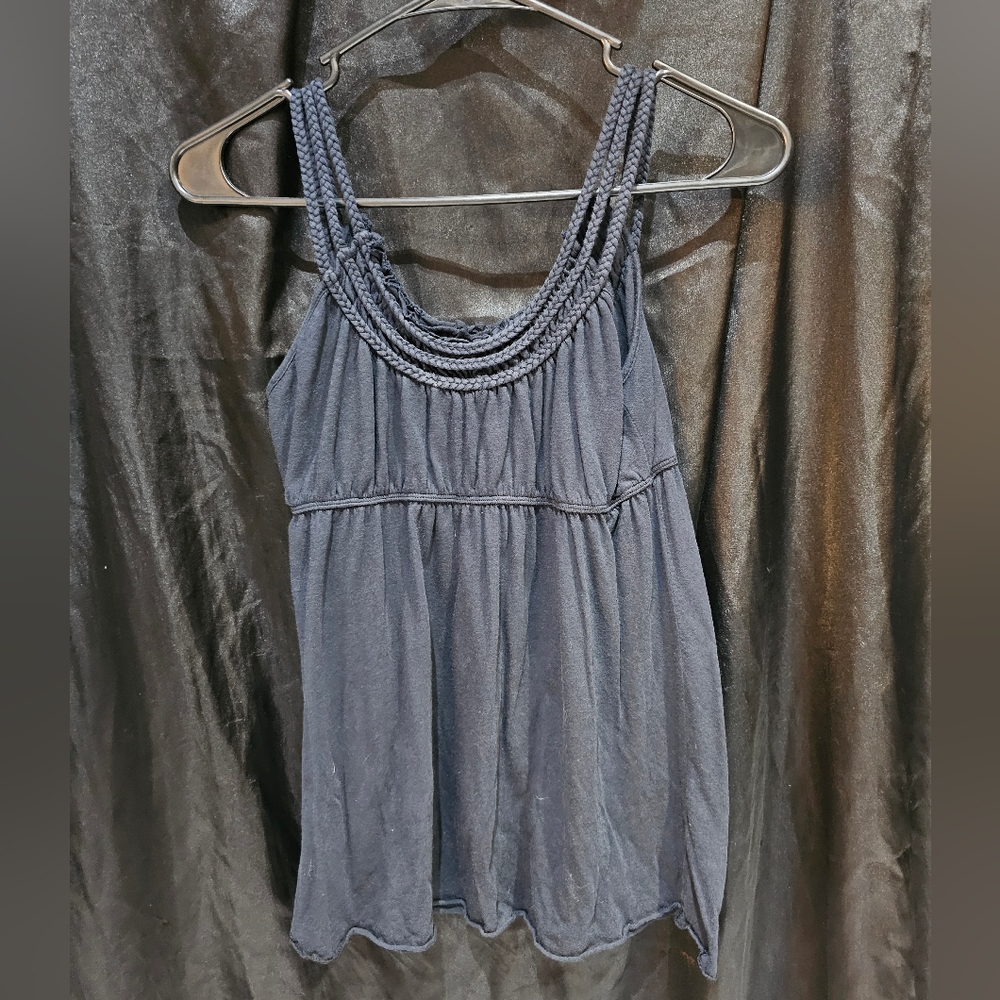 Navy/black tank top with braided detail